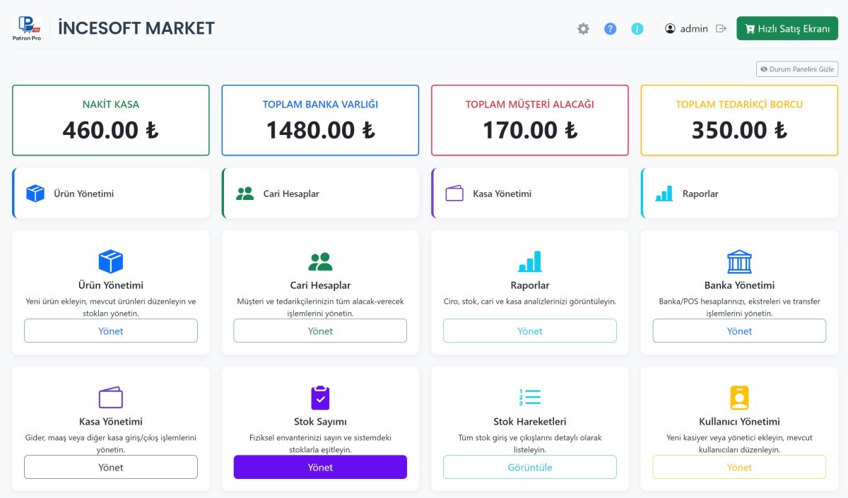 PatronPro V2: Yeni Nesil Market Otomasyonu ve Perakende Satış (POS) Sistemi Ekran Görüntüsü